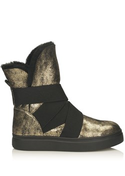 Śniegowce damskie Kazar bez wzorów złote płaskie z nubuku 