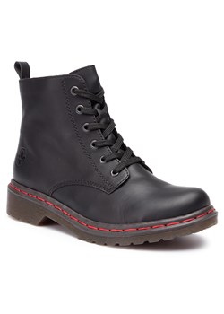 Rieker workery damskie bez wzorów na jesień czarne wiązane 