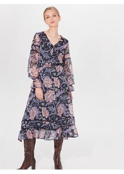 Mohito sukienka z dekoltem v na spacer rozkloszowana w kwiaty 