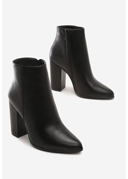 Botki Renee na słupku eleganckie z zamkiem bez wzorów 