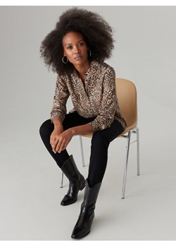 Koszula damska Mohito z długim rękawem brązowa w zwierzęcy wzór 