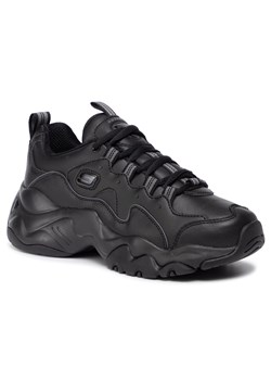 Skechers sneakersy damskie czarne na platformie bez wzorów sportowe sznurowane 