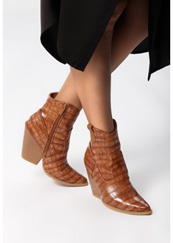 Botki brązowe Born2be ze skóry ekologicznej 