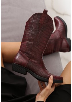 Renee botki czerwone bez zapięcia ze skóry ekologicznej bez wzorów 