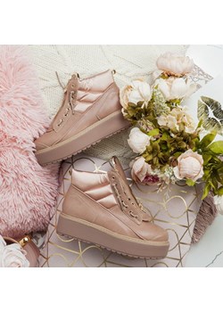 Śniegowce damskie Royalfashion.pl bez wzorów na jesień młodzieżowe z zamkiem płaskie 