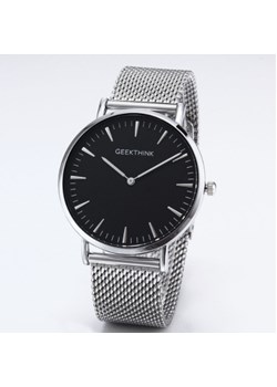 Zegarek premium GeekThink na srebrnej bransolecie - czarna tarcza ze sklepu niwatch.pl w kategorii Zegarki - zdjęcie 74375036