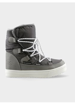 Śniegowce damskie na płaskiej podeszwie ze skóry casual bez wzorów 