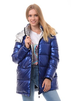 Kurtka damska niebieska długa jesienna 