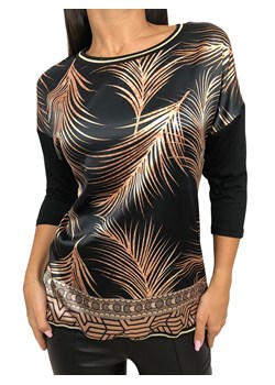 Bluzka damska Modnakiecka.pl elegancka z krótkim rękawem z okrągłym dekoltem 