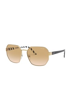Złote okulary przeciwsłoneczne damskie prada, lato 2020 w Domodi Okulary przeciwsłoneczne damskie prada, lato 2020 w Domodi
