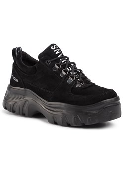 Sneakersy damskie Pepe Jeans sportowe czarne sznurowane w nadruki 
