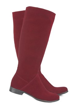 KOZAKI SKÓRZANE BORDOWY ZAMSZ K900 ze sklepu lafemmeshoes.pl w kategorii Kozaki damskie - zdjęcie 75099006