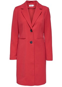 Only płaszcz damski czerwony bez wzorów jesienny 