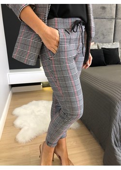Spodnie damskie Modnakiecka.pl szare w kratkę 