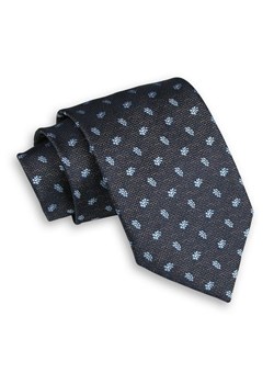 Popielaty Męski Krawat -Chattier- 8cm, Klasyczny, Szeroki, Elegancki, Niebieski Wzór Paisley KRCH1089 ze sklepu JegoSzafa.pl w kategorii Krawaty - zdjęcie 75669015