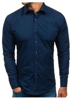Koszula męska elegancka z długim rękawem granatowa Bolf 6944 ze sklepu Denley w kategorii Koszule męskie - zdjęcie 76453757