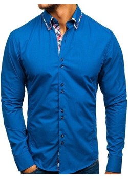 Koszula męska elegancka z długim rękawem niebieska Bolf 4704-1 ze sklepu Denley w kategorii Koszule męskie - zdjęcie 76454067
