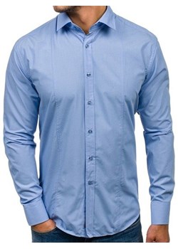 Koszula męska elegancka z długim rękawem błękitna Bolf 6944 ze sklepu Denley w kategorii Koszule męskie - zdjęcie 76454239