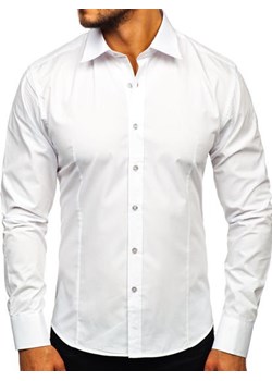 Koszula męska elegancka z długim rękawem biała Bolf 1703 ze sklepu Denley w kategorii Koszule męskie - zdjęcie 76454479