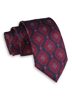 Granatowo-Czerwony Elegancki Męski Krawat -ALTIES- 7 cm, Klasyczny, Wzór Geometryczny KRALTS0365 ze sklepu JegoSzafa.pl w kategorii Krawaty - zdjęcie 76521947