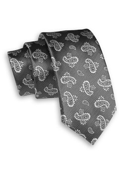 Szary Elegancki Męski Krawat -ALTIES- 6 cm, Klasyczny, Wzór Paisley, Łezki KRALTS0375 ze sklepu JegoSzafa.pl w kategorii Krawaty - zdjęcie 76521995