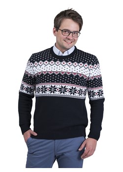 Świąteczny sweter męski - Nikolas - granat - M ze sklepu Swetry Lasota w kategorii Swetry męskie - zdjęcie 76865389