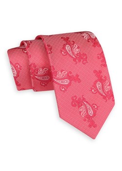 Różowy Klasyczny Szeroki Krawat -Angelo di Monti- 7 cm, Męski, Wzór Paisley, Łezki KRADM1661 ze sklepu JegoSzafa.pl w kategorii Krawaty - zdjęcie 77173876