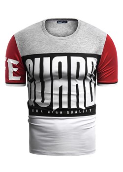 Męska koszulka t-shirt 2071- szara/biała ze sklepu Risardi w kategorii T-shirty męskie - zdjęcie 78646867