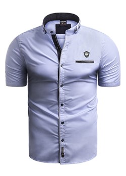 Koszula męska z krótkim rękawem rs10 - błękitna ze sklepu Risardi w kategorii Koszule męskie - zdjęcie 78646958