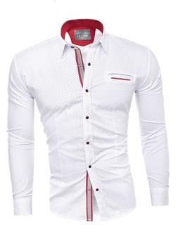 Koszula męska długi rękaw rl37 - biała ze sklepu Risardi w kategorii Koszule męskie - zdjęcie 78647329