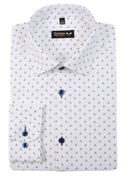 Koszula męska biała Grzegorz Moda w abstrakcyjnym wzorze 