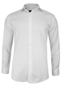 Biała Bawełniana Koszula z Długim Rękawem -GRZEGORZ MODA MĘSKA- Taliowana, Tłoczony Wzór KSDWGRZEG0016bialawzor ze sklepu JegoSzafa.pl w kategorii Koszule męskie - zdjęcie 79341365