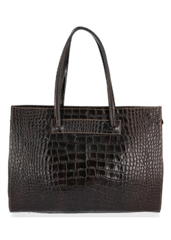 Vittoria Gotti Klasyczne Torebki Skórzane we wzór Aligatora Aktówka A4 Czekolada ze sklepu PaniTorbalska w kategorii Kuferki - zdjęcie 79358686