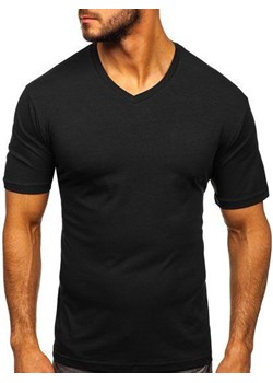 T-shirt męski bez nadruku w serek czarny Bolf 192131 ze sklepu Denley w kategorii T-shirty męskie - zdjęcie 80475058