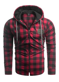 Męska bluza/koszula z kapturem rl60 - czerwona ze sklepu Risardi w kategorii Bluzy męskie - zdjęcie 80723175