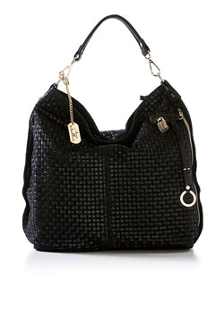 Skórzany shopper bag "Caroline" w kolorze czarnym - 42 x 38 x 17 cm ze sklepu Limango Polska w kategorii Torby Shopper bag - zdjęcie 81941989