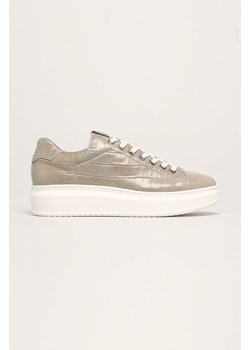 Buty sportowe damskie Tamaris sznurowane szare skórzane 