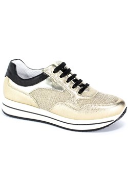 Złote sneakersy damskie Igi&Co skórzane 