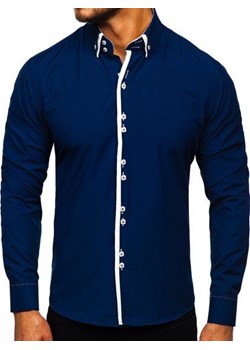 Koszula męska z długim rękawem ciemnogranatowa Bolf 1721-1 ze sklepu Denley w kategorii Koszule męskie - zdjęcie 82542725