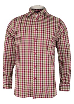 Różowo-Oliwkowa Koszula Męska z Długim Rękawem, 100% Bawełna -CHIAO- Taliowana, w Kratkę KSDWCHIAOH4141 ze sklepu JegoSzafa.pl w kategorii Koszule męskie - zdjęcie 83072115