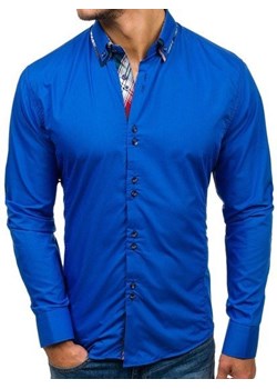 Koszula męska elegancka z długim rękawem chabrowa Bolf 4704 ze sklepu Denley w kategorii Koszule męskie - zdjęcie 83387039