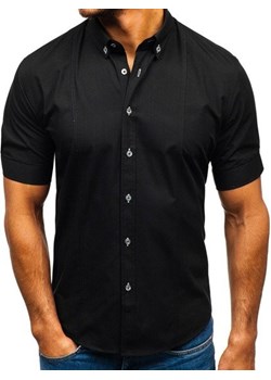 Koszula męska elegancka z krótkim rękawem czarna Bolf 5535 ze sklepu Denley w kategorii Koszule męskie - zdjęcie 83387048