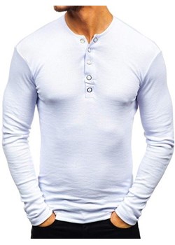 Longsleeve męski bez nadruku biały Bolf 145362 ze sklepu Denley w kategorii T-shirty męskie - zdjęcie 83432296