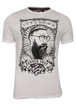 Biały Barberowy Bawełniany T-Shirt Męski -Brave Soul- Koszulka, Krótki Rękaw, Brodacz, Fryzjer TSBRSSS20COMBBwhite ze sklepu JegoSzafa.pl w kategorii T-shirty męskie - zdjęcie 83970258