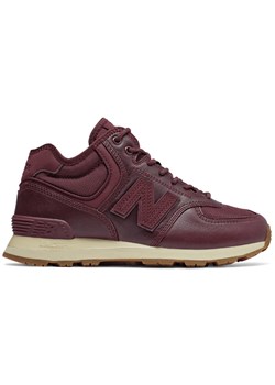 Buty sportowe damskie czerwone New Balance w stylu casual sznurowane na płaskiej podeszwie skórzane 