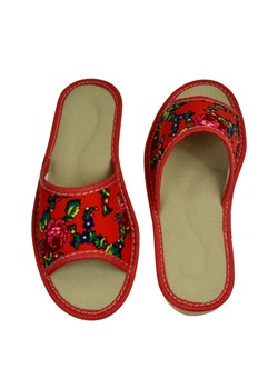 Skórzane pantofle damskie ze sklepu JK-Collection w kategorii Kapcie damskie - zdjęcie 84187747