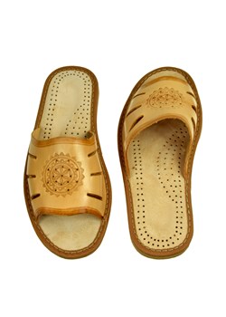 Skórzane pantofle damskie ze sklepu JK-Collection w kategorii Kapcie damskie - zdjęcie 84187749