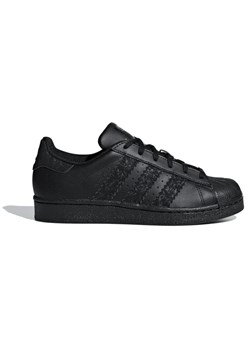 Czarne buty sportowe damskie Adidas bez wzorów płaskie skórzane 