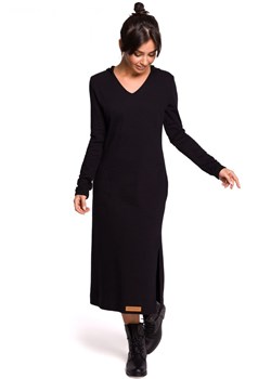 B128 Sukienka maxi z kapturem - czarna ze sklepu Świat Bielizny w kategorii Sukienki - zdjęcie 85517667