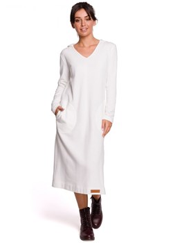 B128 Sukienka maxi z kapturem - ecru ze sklepu Świat Bielizny w kategorii Sukienki - zdjęcie 85517669